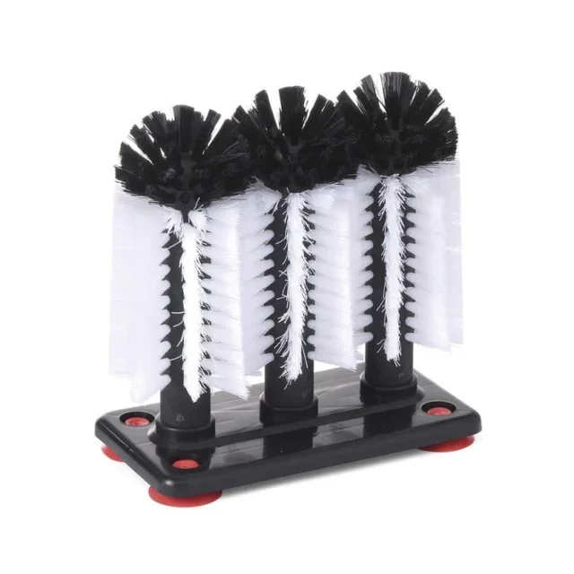 Brosse à Verres Manuelle - Triple Tête de Nettoyage