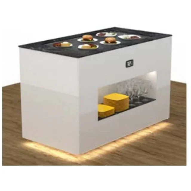 Bedienungsselbstbedienung Kühlbuffet mit Beleuchtetem Sockel - Gerades Modell