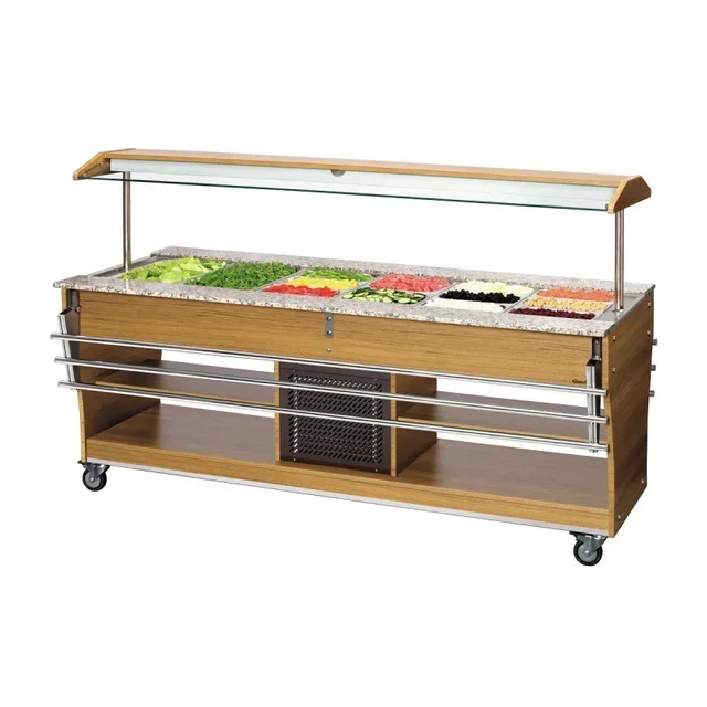 Refrigerated Salad Buffet 6 Gastronorm GN 1/1 Containers - Fresh Presentation
