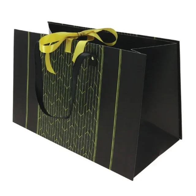 Cabas en Carton Pliable Noir 420 x 200 mm - Sac de Transport Écologique