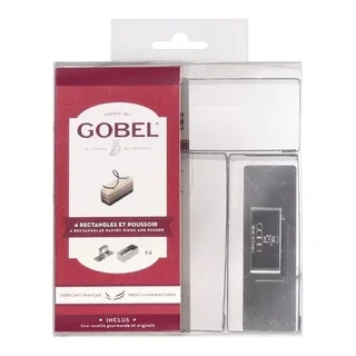 Cadre à Pâtisserie Rectangulaire Inox avec Poussoir 90x30 mm - Set de 4