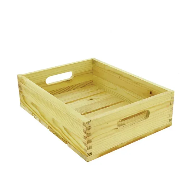 Natural Pine Crate - 360x270x100 mm - Solid Raw Wood