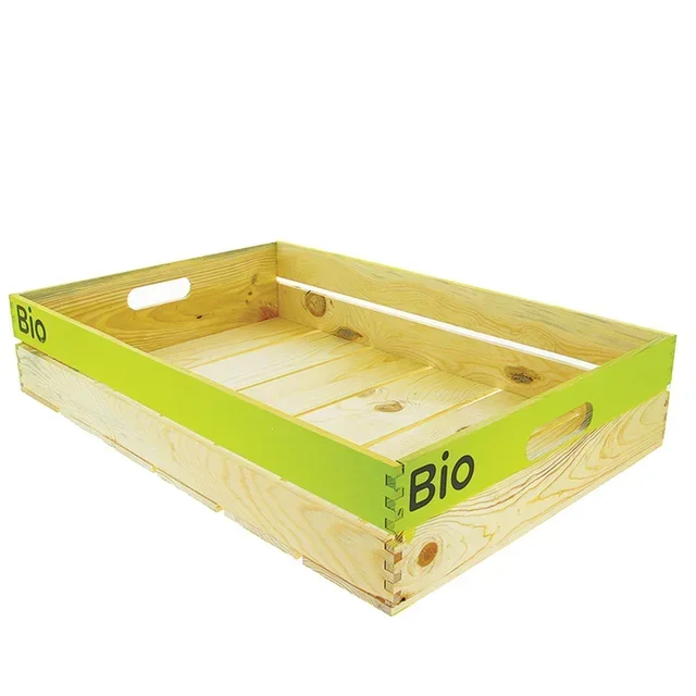 Green Organic Wooden Storage Crate - 600x400 mm Size