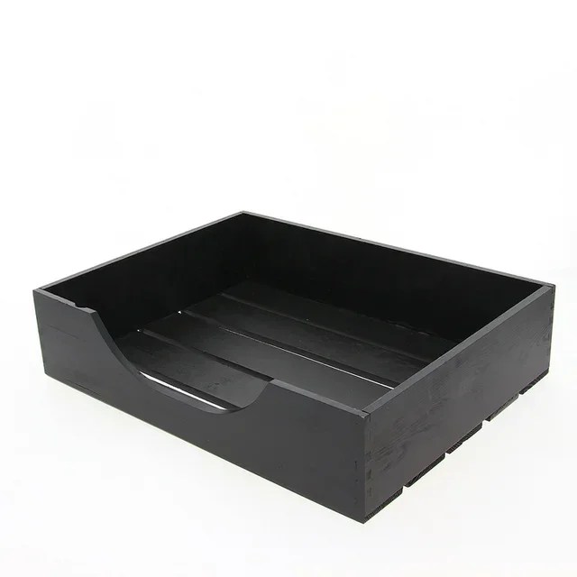 Black Wooden Open Rectangular Storage Crate 400x300mm