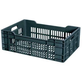 Perforated crate 40 litres 600x400 mm grey