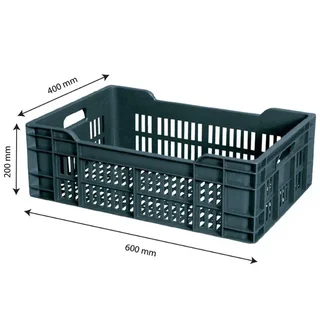 Perforated crate 40 litres 600x400 mm grey