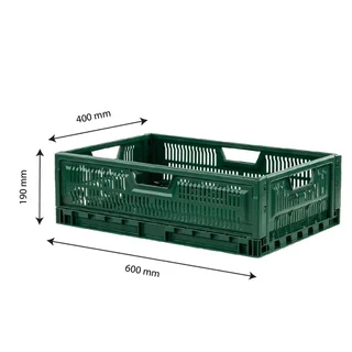 Foldable Stackable Crate 600x400 36L Green