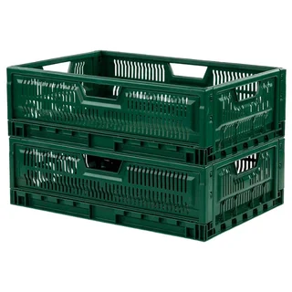 Foldable Stackable Crate 600x400 36L Green