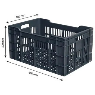 Caixa perfurada 60L 600x400 mm - Cinzento