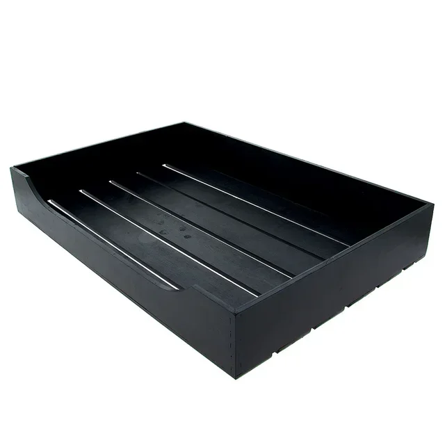 Black Wooden Crate Open 60x40 cm - Stackable Rectangular Crate