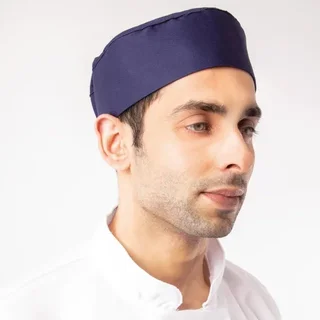 Chapéu de Chef Profissional Azul - Touca de Cozinha para Homem e Mulher