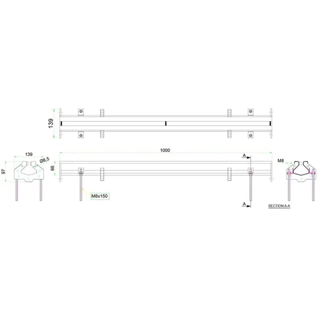 Connectable Slotted Channel 1000x65 mm - Linear Drainage Grille 1 Metre