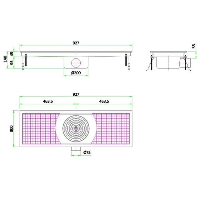 Outdoor Floor Drain - 927 x 300 mm - Rainwater Drainage