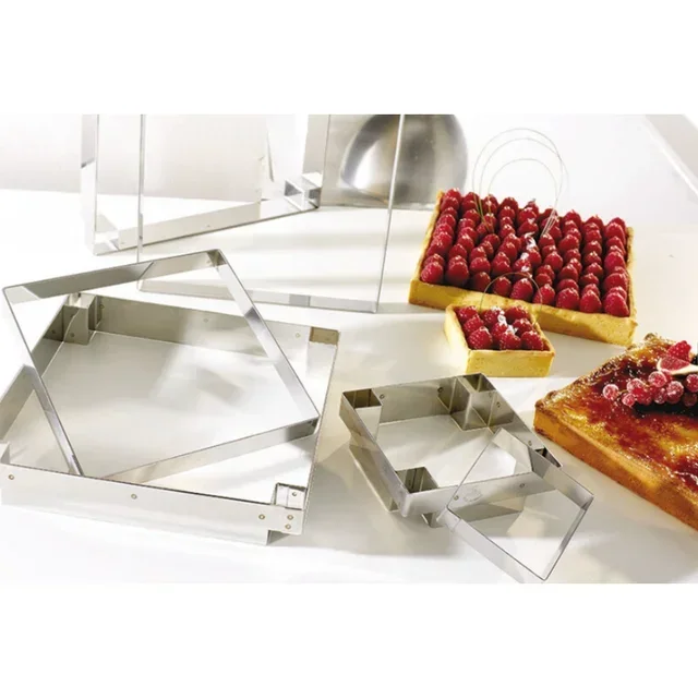 Quadratische Tarteform Edelstahl 150x150 mm - Quadratische Backform aus Edelstahl
