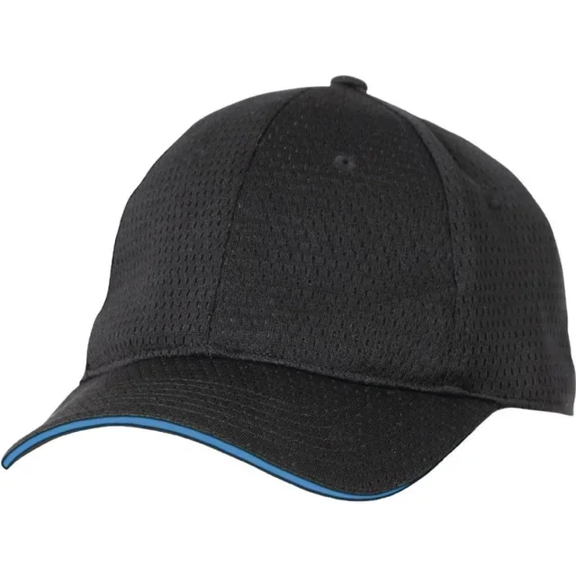 Schwarze Baseballkappe Blauer Rand Polycotton Einheitsgröße