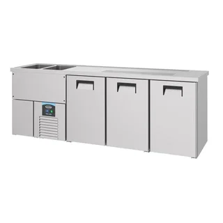 Beverage Refrigerator 3 Doors with Double Left Refrigerated Well