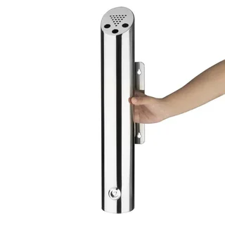 Wall-Mounted Cylindrical Ashtray Stainless Steel - Diameter 75 mm