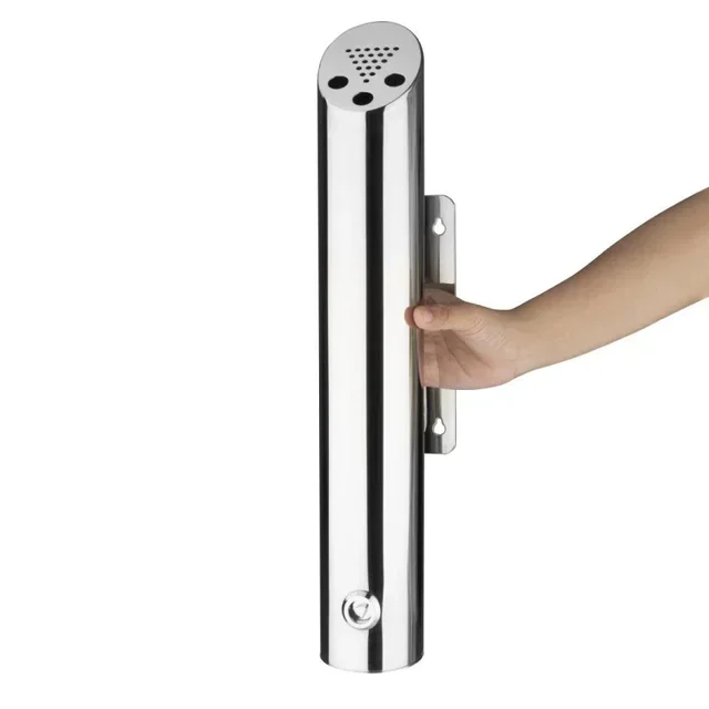 Wall-Mounted Cylindrical Ashtray Stainless Steel - Diameter 75 mm