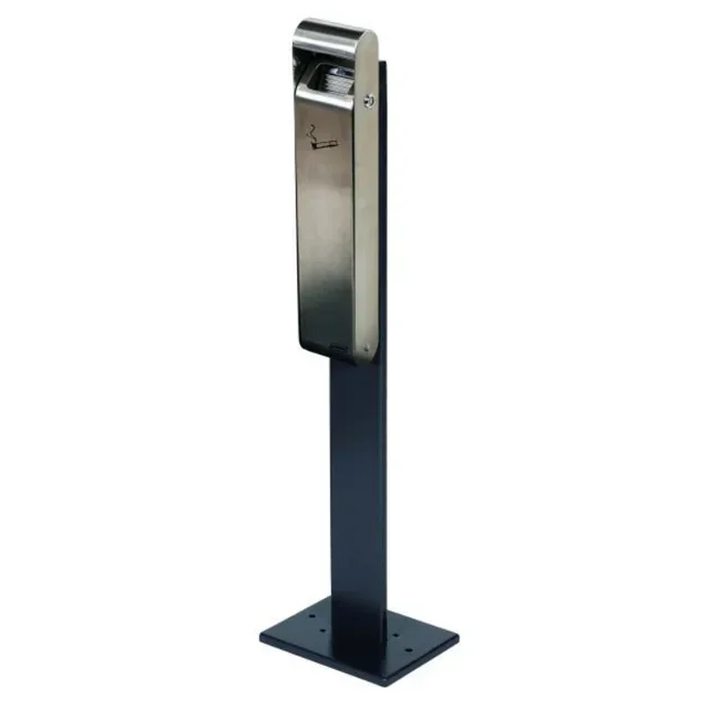 Slim Wall-Mounted Ashtray with Satin Stainless Steel Stand - 3 Liter Capacity