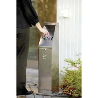 Cendrier sur Pied Colonne - Finition Argentée