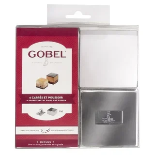 Cercle à Pâtisserie Carré Inox avec Poussoir - 7 x 7 cm - Pack de 4