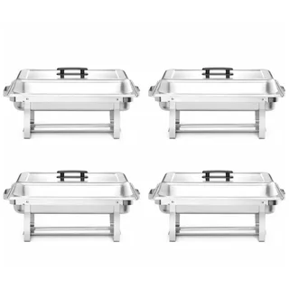 Set of 4 professional Gastronorm GN 1/1 chafing dishes