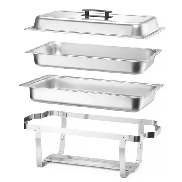 Set of 4 professional Gastronorm GN 1/1 chafing dishes