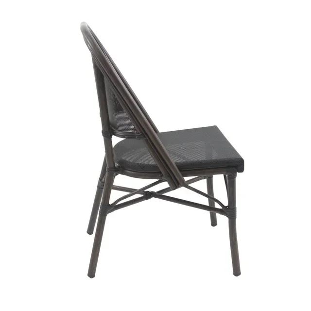 Bistro Chair Fabric Parisian - Wenge Frame Black Mesh Seat