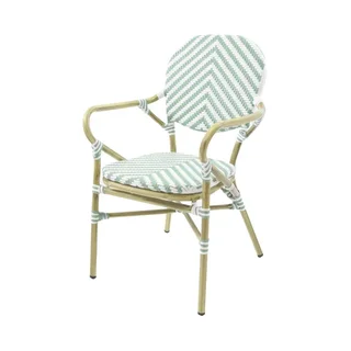 Tango Rattan Bistro Chair - White Bamboo & Pastel Green