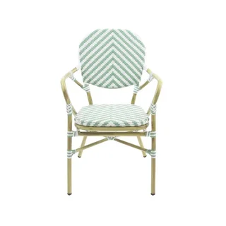 Tango Rattan Bistro Chair - White Bamboo & Pastel Green