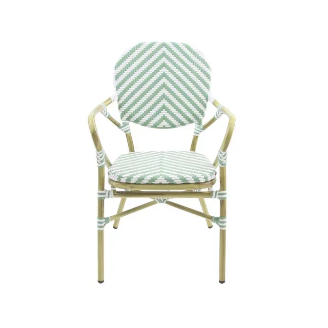 Tango Rattan Bistro Chair - White Bamboo & Pastel Green