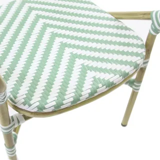 Tango Rattan Bistro Chair - White Bamboo & Pastel Green