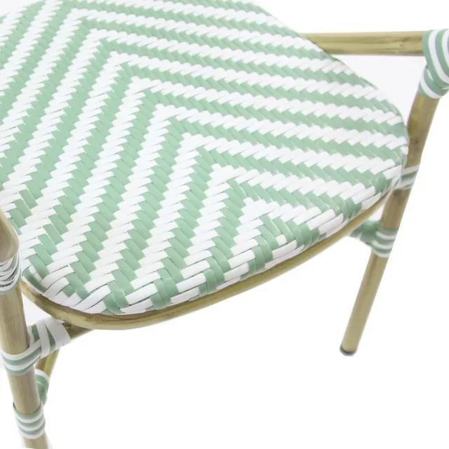 Tango Rattan Bistro Chair - White Bamboo & Pastel Green