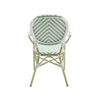 Tango Rattan Bistro Chair - White Bamboo & Pastel Green