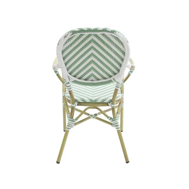 Tango Rattan Bistro Chair - White Bamboo & Pastel Green