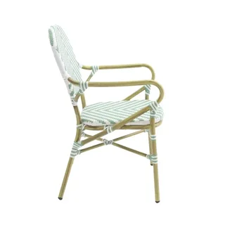 Tango Rattan Bistro Chair - White Bamboo & Pastel Green
