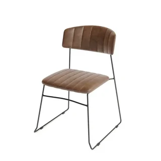 Mundo Cognac Chair - Stackable Faux Leather Design