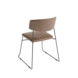 Mundo Cognac Chair - Stackable Faux Leather Design