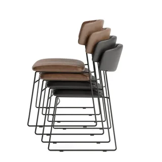 Mundo Cognac Chair - Stackable Faux Leather Design
