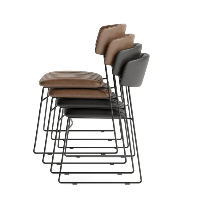 Mundo Cognac Chair - Stackable Faux Leather Design