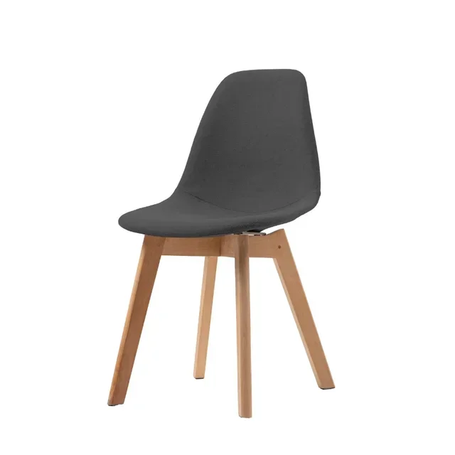 Keeve Stackable Chair Dark Grey Fabric - Wooden Legs