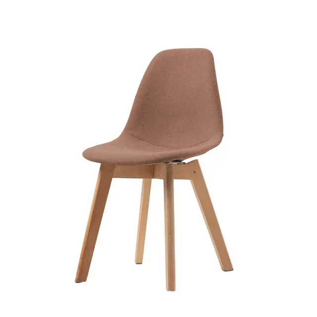 Keeve Stackable Chair - Brown Fabric and Wooden Legs