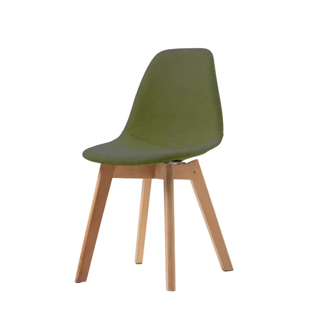 Keeve Stackable Chair in Green Fabric with Wooden Frame