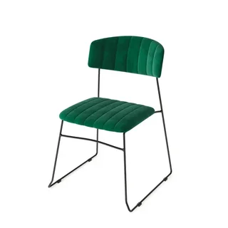 Sedia Mundo in Velluto Verde - Design Impilabile