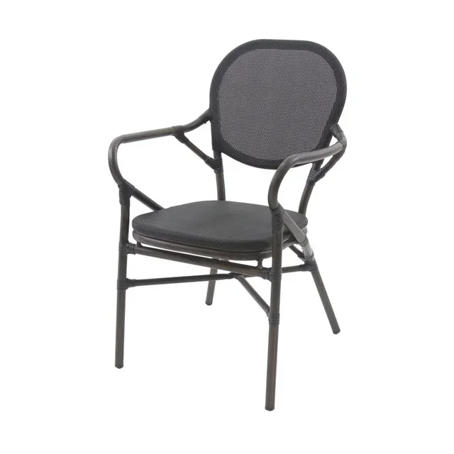 Bistrot Chair Tango Black Mesh Fabric Wengé Structure