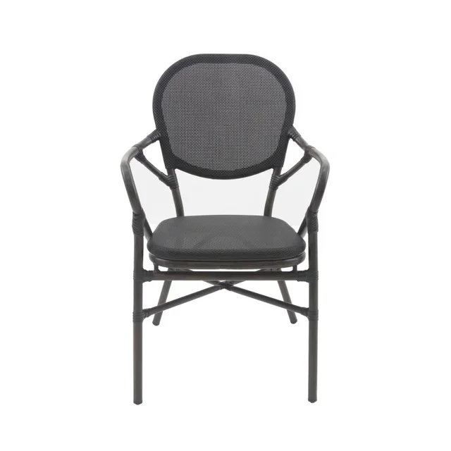 Bistrot Chair Tango Black Mesh Fabric Wengé Structure