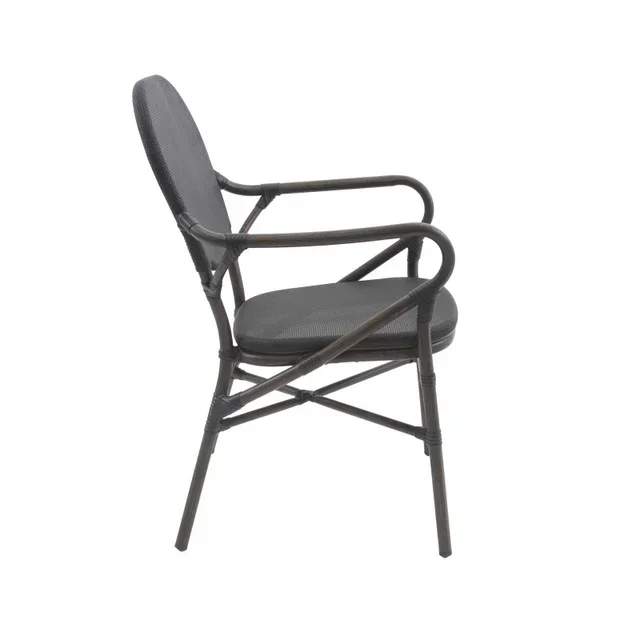 Chaise Tango Tissu Noir - Style Bistrot Wengé Mesh