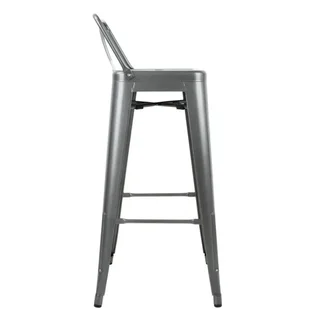 Chaises de Bar Industrielles en Métal Gris avec Dossier - Set de 4 Tabourets Hauts