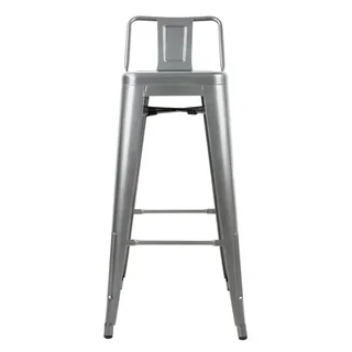 Chaises de Bar Industrielles en Métal Gris avec Dossier - Set de 4 Tabourets Hauts
