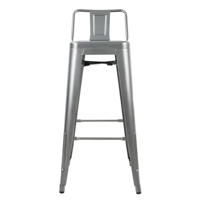 Chaises de Bar Industrielles en Métal Gris avec Dossier - Set de 4 Tabourets Hauts